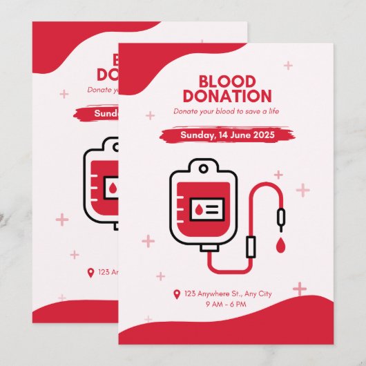 Uitnodigingen Bloeddonordag (Voorkant / Achterkant)