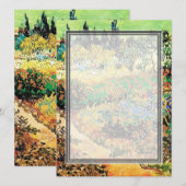 Uitnodigingen. Bloeiende tuin met pad Kaart (Voorkant / Achterkant)