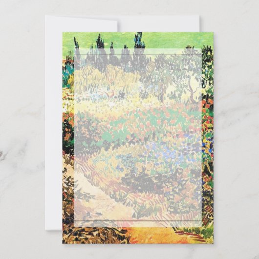 Uitnodigingen. Bloeiende tuin met pad Kaart (Voorkant)