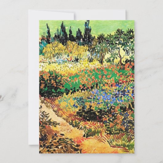 Uitnodigingen. Bloeiende tuin met pad Kaart (Achterkant)