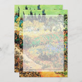 Uitnodigingen. Bloeiende tuin met pad Kaart (Voorkant / Achterkant)