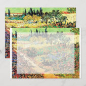 Uitnodigingen. Bloeiende tuin met pad Kaart (Voorkant / Achterkant)