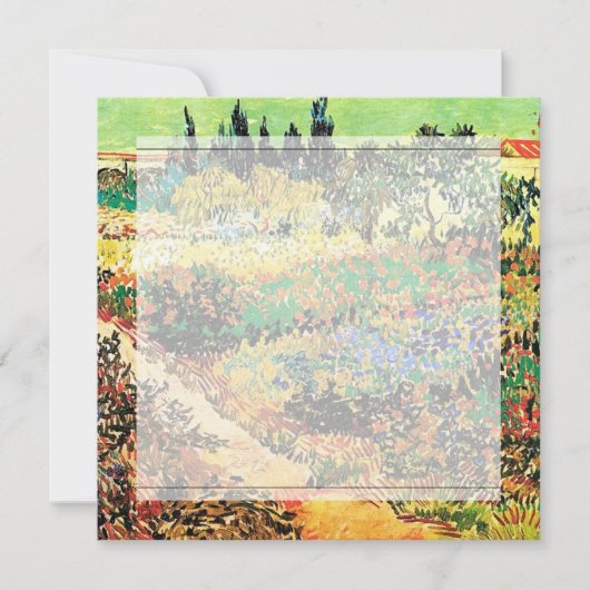 Uitnodigingen. Bloeiende tuin met pad Kaart (Voorkant)