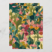 Uitnodigingen Bloomy Gargen patroon (Voorkant / Achterkant)