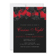 Uitnodigingen casino Night Party