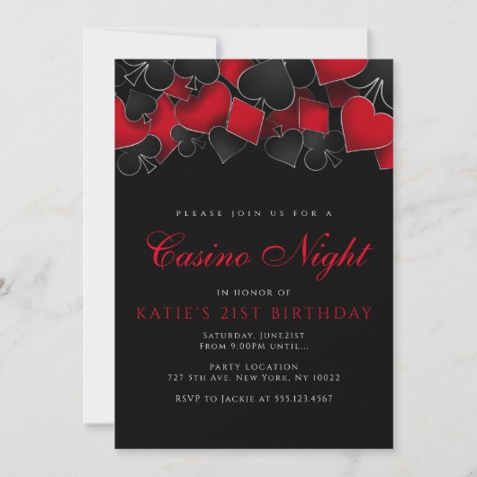 Uitnodigingen casino Night Party (Voorkant)