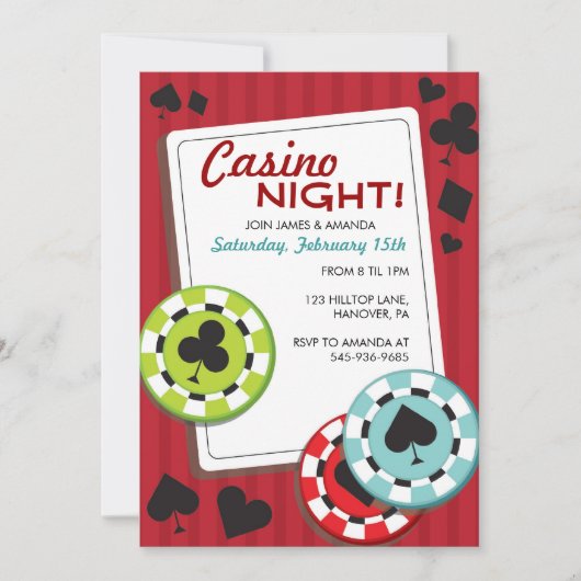 Uitnodigingen casino Night Party (Voorkant)