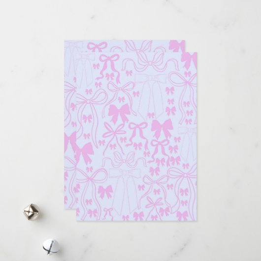 Uitnodigingen Coquette Roze Lint Baby Shower Roze  (Voorkant / Achterkant in situ)