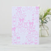 Uitnodigingen Coquette Roze Lint Baby Shower Roze  (Staand voorkant)