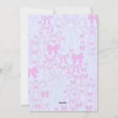 Uitnodigingen Coquette Roze Lint Baby Shower Roze  (Achterkant)