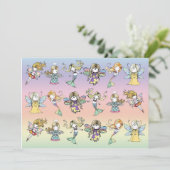 Uitnodigingen Cute Fairy Zeemeermin Engel Feestje (Staand voorkant)