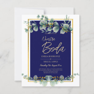 Uitnodigingen De Boda Elegantes Marine Blauw Goud