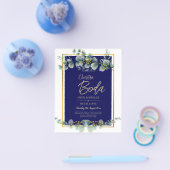 Uitnodigingen De Boda Elegantes Marine Blauw Goud Flyer (Enkel)