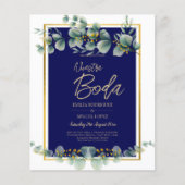 Uitnodigingen De Boda Elegantes Marine Blauw Goud Flyer (Voorkant)