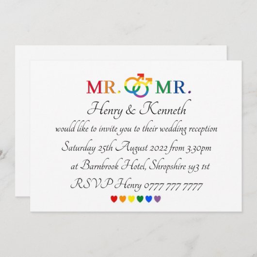 Uitnodigingen - de heer & de heer Wedding Invite (Voorkant / Achterkant)