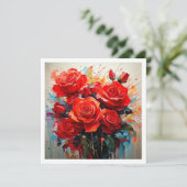 Uitnodigingen - De Rode Rozen Kunstwerk (Staand voorkant)
