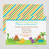 Uitnodigingen Dinosaur Birthday Party (Voorkant / Achterkant)