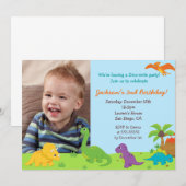 Uitnodigingen Dinosaur Birthday Party (Voorkant / Achterkant)