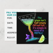 UITNODIGINGEN FEESTJE - GLAS IS HALF VOL (Voorkant / Achterkant)