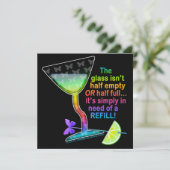 UITNODIGINGEN FEESTJE - GLAS IS HALF VOL (Staand voorkant)
