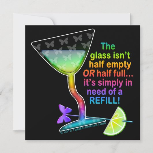 UITNODIGINGEN FEESTJE - GLAS IS HALF VOL (Voorkant)