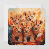 Uitnodigingen - Five Lion Cubs artwork (Voorkant)