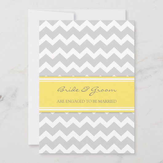Uitnodigingen Geel Gray Chevron Engagement Party (Achterkant)