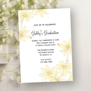 Uitnodigingen Gele Daisies Graduation Party
