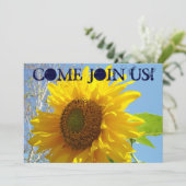 Uitnodigingen Gele Zonnebloemen komen bij ons. (Staand voorkant)