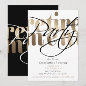 Uitnodigingen Golden Glam Retirement Party (Voorkant / Achterkant)