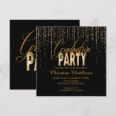 Uitnodigingen Golden Graduation Party (Voorkant / Achterkant)