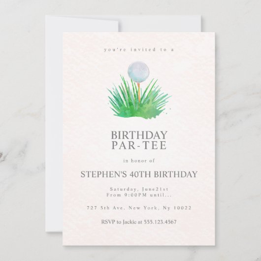 Uitnodigingen Golf Birthday Party (Voorkant)