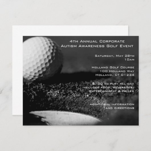 Uitnodigingen Golf Event Party (Voorkant / Achterkant)