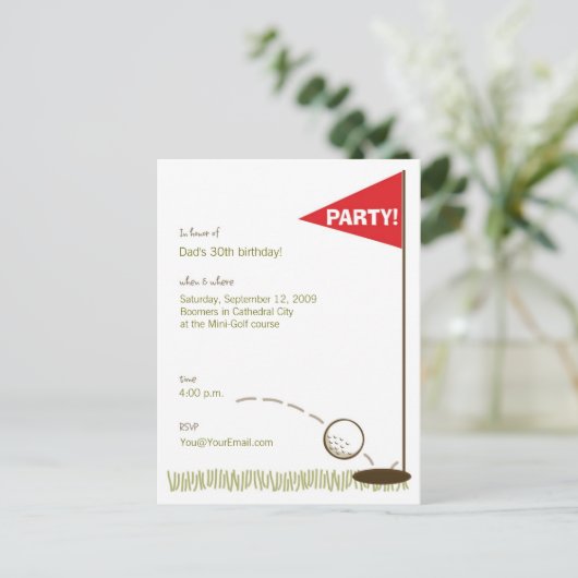 Uitnodigingen Golf Party (Staand voorkant)