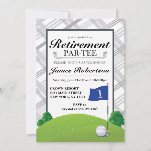 Uitnodigingen Golf Retirement Party (Voorkant)