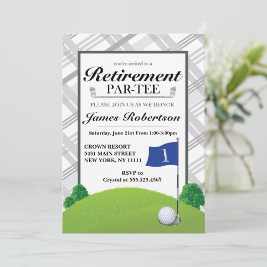 Uitnodigingen Golf Retirement Party (Staand voorkant)