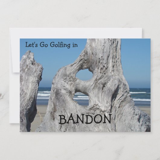 Uitnodigingen Golfen Bandon Oregon Strand Driftwoo (Voorkant)
