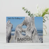 Uitnodigingen Golfen Bandon Oregon Strand Driftwoo (Staand voorkant)