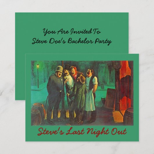 UITNODIGINGEN GROOM'S AFSCHEIDSFEESTJE Vannacht Af (Voorkant / Achterkant)
