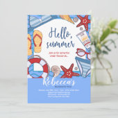 Uitnodigingen Hallo zomervakantie (Staand voorkant)