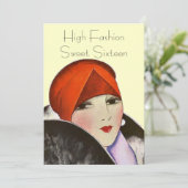 Uitnodigingen Hoogste Mode Sweet Zestien-partijthe (Staand voorkant)
