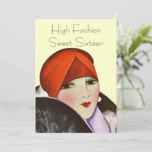 Uitnodigingen Hoogste Mode Sweet Zestien-partijthe (Staand voorkant)