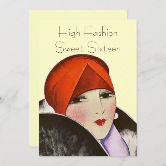 Uitnodigingen Hoogste Mode Sweet Zestien-partijthe (Voorkant / Achterkant)