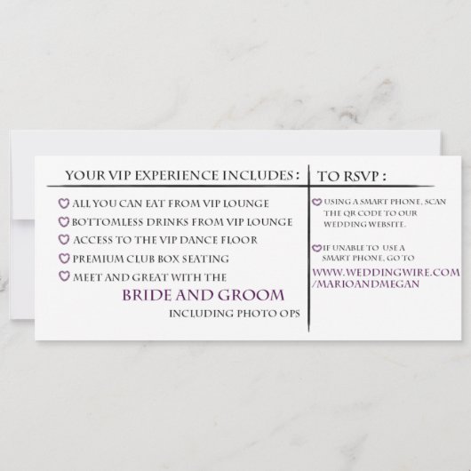 Uitnodigingen in Ticket Stijl (Achterkant)