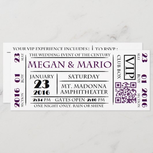 Uitnodigingen in Ticket Stijl (Voorkant / Achterkant)