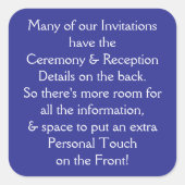 Uitnodigingen Info Vierkante Sticker (Voorkant)