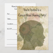 Uitnodigingen, Kankerondersteuning Hoofd Scheerpar Kaart (Voorkant / Achterkant)