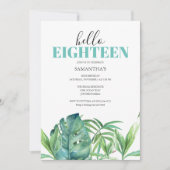 Uitnodigingen Luau Feest Waterverf 18e Verjaardag (Voorkant)