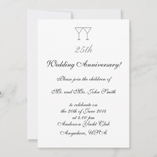 Uitnodigingen met "Champagne Glazen" (Voorkant)