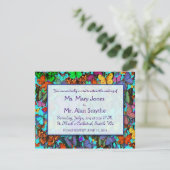 Uitnodigingen met gekleurde vlinders Rechthoekig (Staand voorkant)